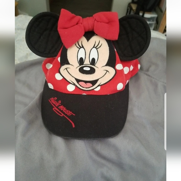 Disney Other - Disneyland Minnie Mouse Ears Red White Polka Dot Kids Hat Cap Disney